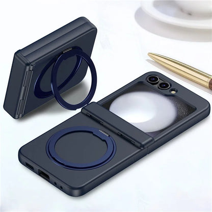 For Samsung Galaxy Z Flip5 5G Case Rotary Magnetic Kickstand PC+TPU Phone Cover