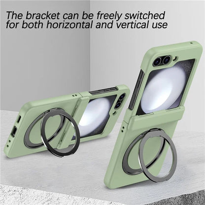 For Samsung Galaxy Z Flip5 5G Case Rotary Magnetic Kickstand PC+TPU Phone Cover