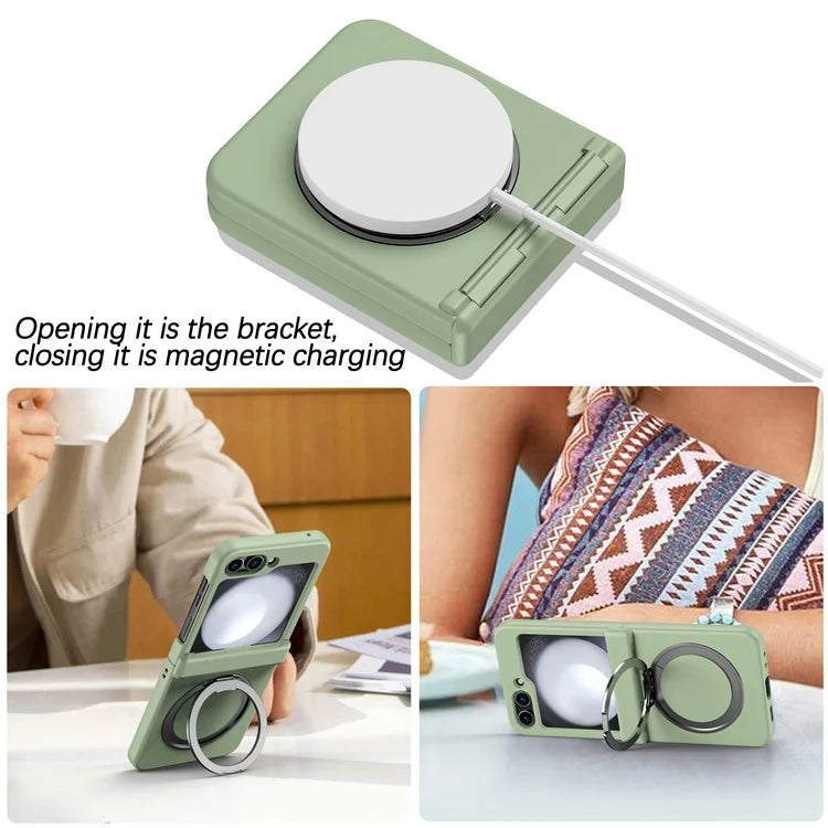 For Samsung Galaxy Z Flip5 5G Case Rotary Magnetic Kickstand PC+TPU Phone Cover