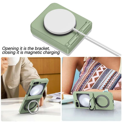 For Samsung Galaxy Z Flip5 5G Case Rotary Magnetic Kickstand PC+TPU Phone Cover