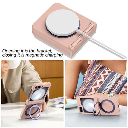 For Samsung Galaxy Z Flip5 5G Case Rotary Magnetic Kickstand PC+TPU Phone Cover