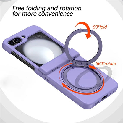 For Samsung Galaxy Z Flip5 5G Case Rotary Magnetic Kickstand PC+TPU Phone Cover