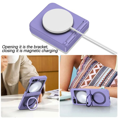 For Samsung Galaxy Z Flip5 5G Case Rotary Magnetic Kickstand PC+TPU Phone Cover