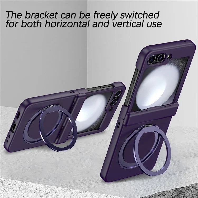 For Samsung Galaxy Z Flip5 5G Case Rotary Magnetic Kickstand PC+TPU Phone Cover