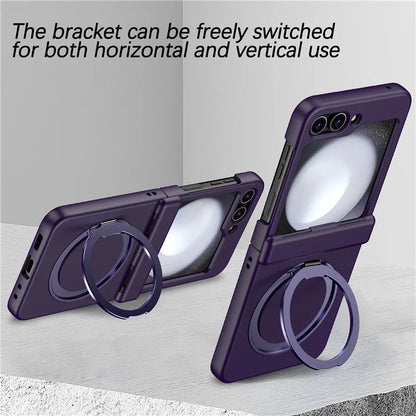For Samsung Galaxy Z Flip5 5G Case Rotary Magnetic Kickstand PC+TPU Phone Cover