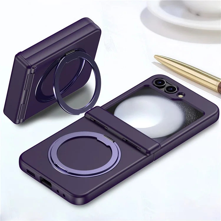 For Samsung Galaxy Z Flip5 5G Case Rotary Magnetic Kickstand PC+TPU Phone Cover