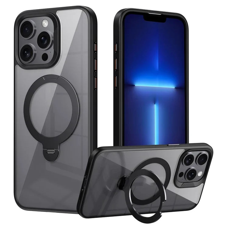 For iPhone 13 Pro Max Magnetic Case Ring Kickstand PC+TPU Protective Phone Cover
