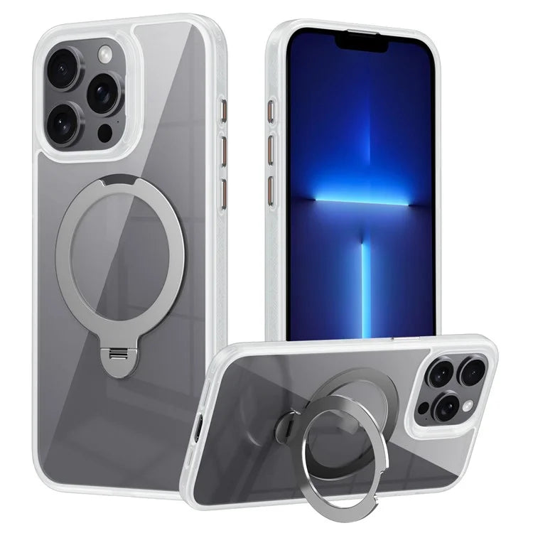 For iPhone 13 Pro Max Magnetic Case Ring Kickstand PC+TPU Protective Phone Cover