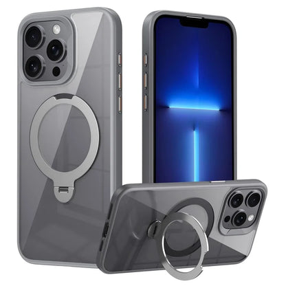 For iPhone 13 Pro Max Magnetic Case Ring Kickstand PC+TPU Protective Phone Cover