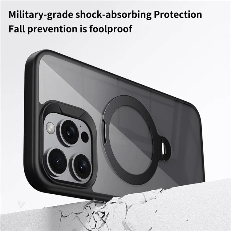 For iPhone 13 Pro Max Magnetic Case Ring Kickstand PC+TPU Protective Phone Cover
