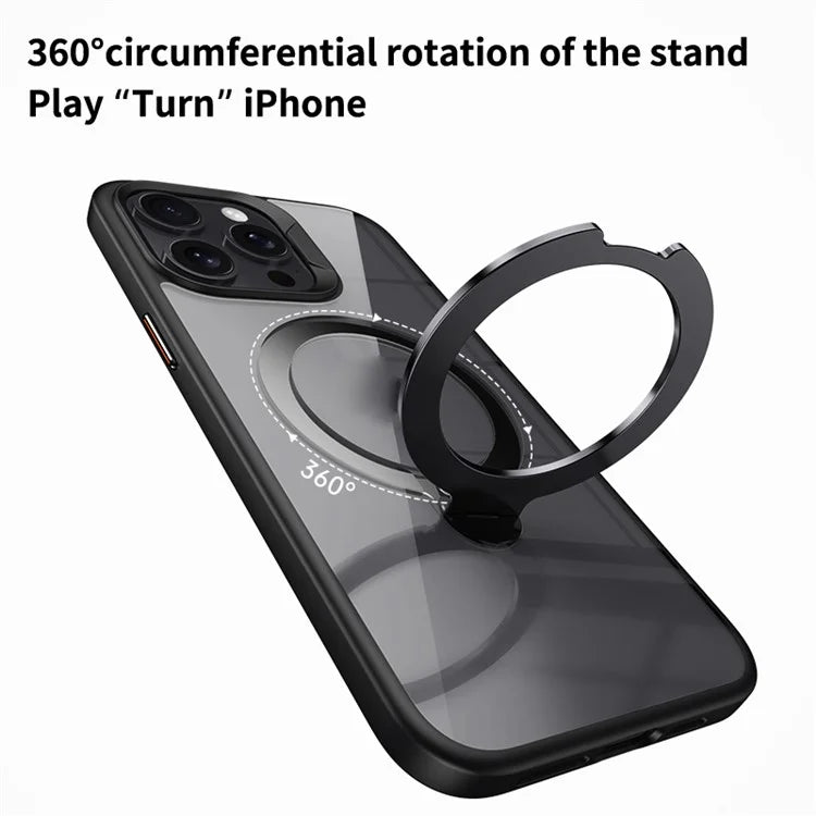 For iPhone 13 Pro Max Magnetic Case Ring Kickstand PC+TPU Protective Phone Cover