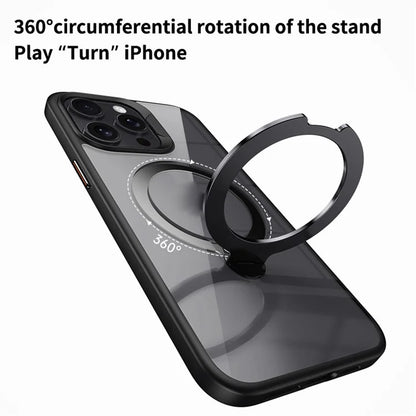 For iPhone 13 Pro Max Magnetic Case Ring Kickstand PC+TPU Protective Phone Cover