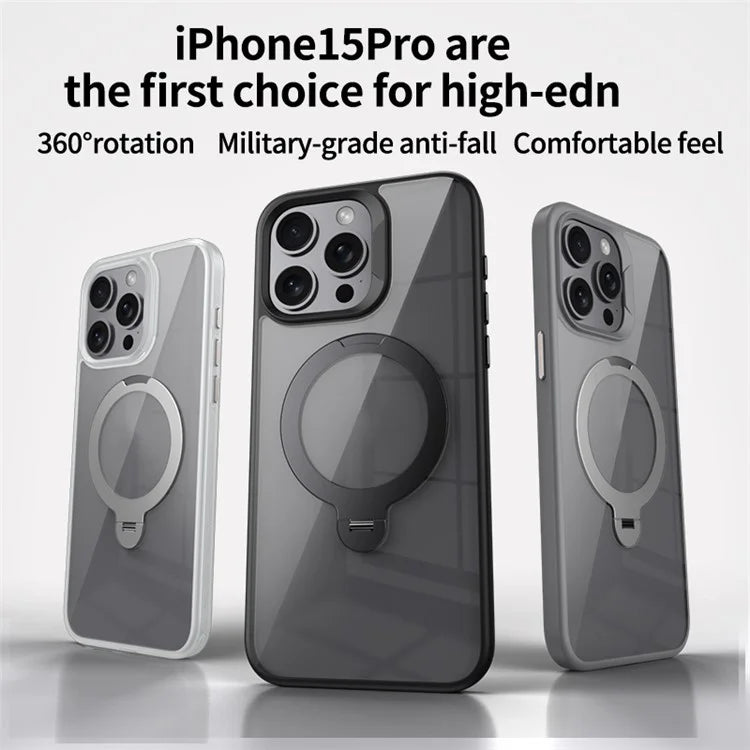 For iPhone 13 Pro Max Magnetic Case Ring Kickstand PC+TPU Protective Phone Cover