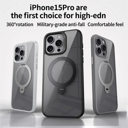 For iPhone 13 Pro Max Magnetic Case Ring Kickstand PC+TPU Protective Phone Cover