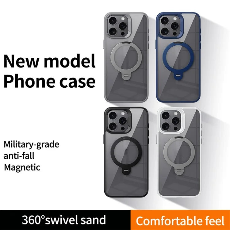 For iPhone 13 Pro Max Magnetic Case Ring Kickstand PC+TPU Protective Phone Cover
