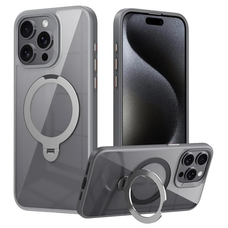 For iPhone 14 Pro Max Magnetic Case PC+TPU Kickstand Drop-Proof Phone Cover