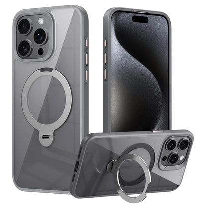 For iPhone 14 Pro Max Magnetic Case PC+TPU Kickstand Drop-Proof Phone Cover