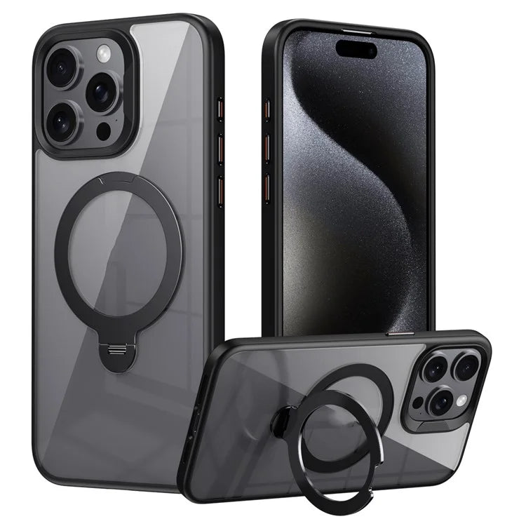 For iPhone 14 Pro Max Magnetic Case PC+TPU Kickstand Drop-Proof Phone Cover