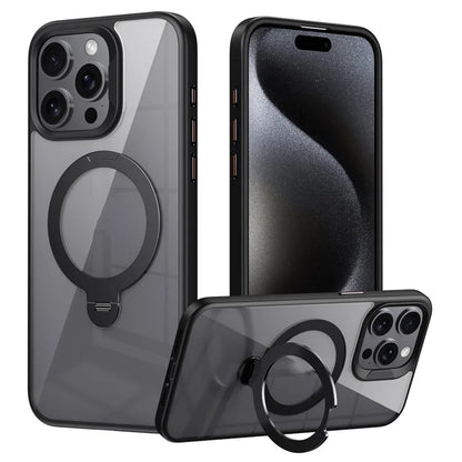 For iPhone 14 Pro Max Magnetic Case PC+TPU Kickstand Drop-Proof Phone Cover