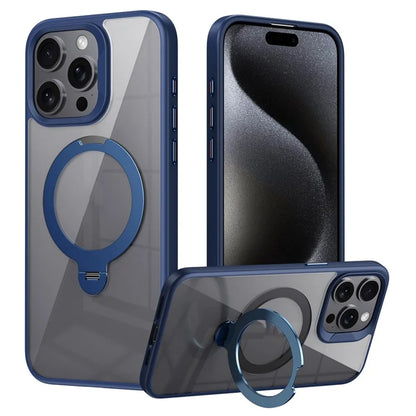 For iPhone 14 Pro Max Magnetic Case PC+TPU Kickstand Drop-Proof Phone Cover
