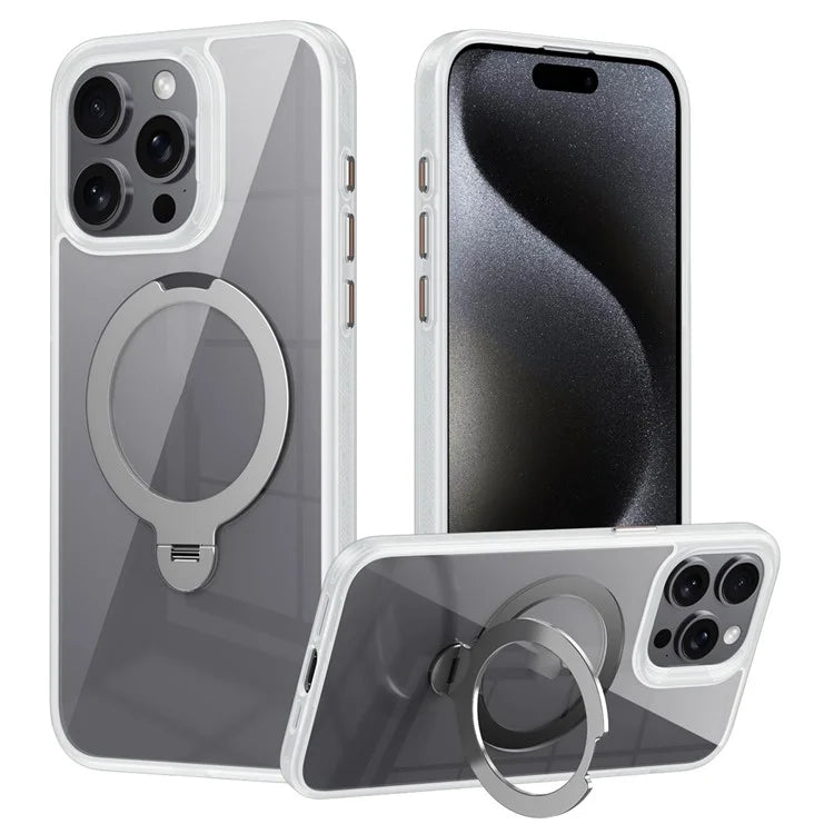 For iPhone 14 Pro Max Magnetic Case PC+TPU Kickstand Drop-Proof Phone Cover