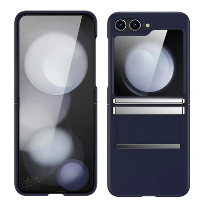 For Samsung Galaxy Z Flip6 5G Case PC Folding Phone Cover with Hardware Leather Hinge