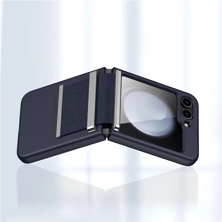 For Samsung Galaxy Z Flip6 5G Case PC Folding Phone Cover with Hardware Leather Hinge