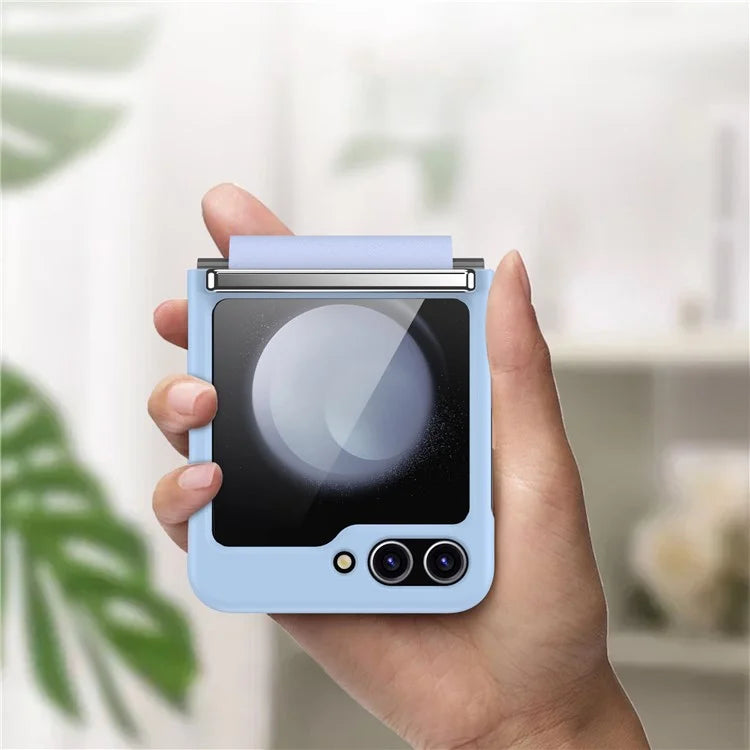 For Samsung Galaxy Z Flip6 5G Case PC Folding Phone Cover with Hardware Leather Hinge