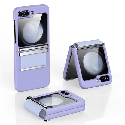 For Samsung Galaxy Z Flip6 5G Case PC Folding Phone Cover with Hardware Leather Hinge