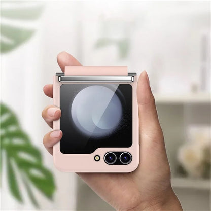 For Samsung Galaxy Z Flip6 5G Case PC Folding Phone Cover with Hardware Leather Hinge