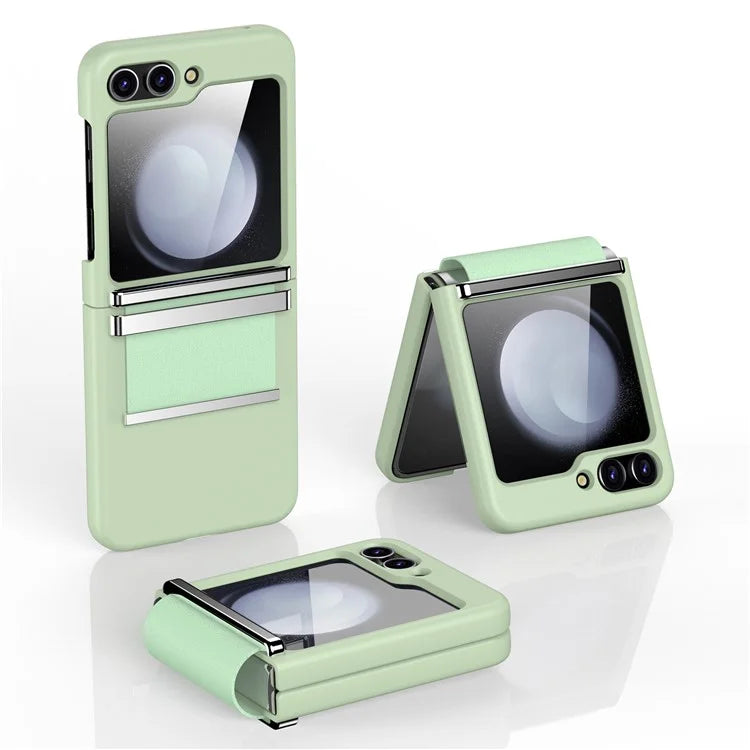 For Samsung Galaxy Z Flip6 5G Case PC Folding Phone Cover with Hardware Leather Hinge