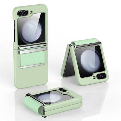 For Samsung Galaxy Z Flip6 5G Case PC Folding Phone Cover with Hardware Leather Hinge