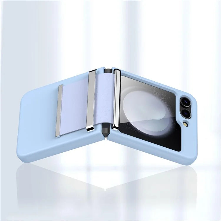 For Samsung Galaxy Z Flip6 5G Case PC Folding Phone Cover with Hardware Leather Hinge