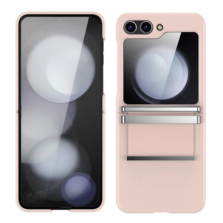 For Samsung Galaxy Z Flip6 5G Case PC Folding Phone Cover with Hardware Leather Hinge