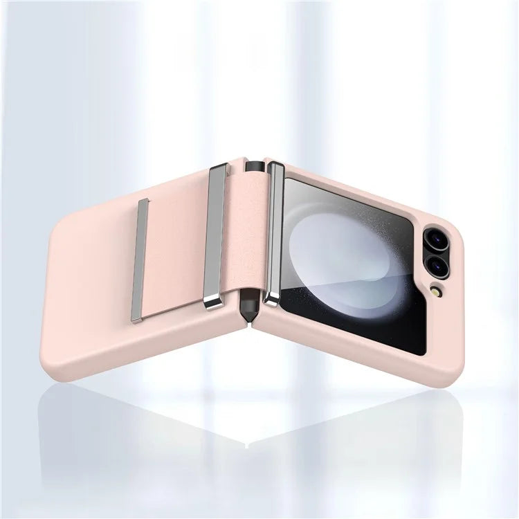 For Samsung Galaxy Z Flip6 5G Case PC Folding Phone Cover with Hardware Leather Hinge