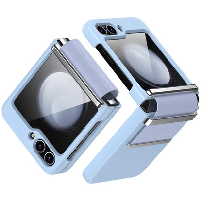 For Samsung Galaxy Z Flip5 5G PC Case Hardware Leather Hinge Phone Cover