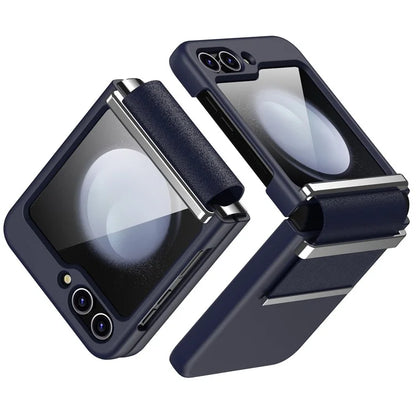For Samsung Galaxy Z Flip5 5G PC Case Hardware Leather Hinge Phone Cover