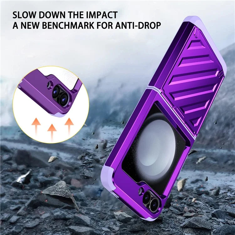 For Samsung Galaxy Z Flip6 5G Case Electroplating TPU+PC Hinge Phone Armor Cover