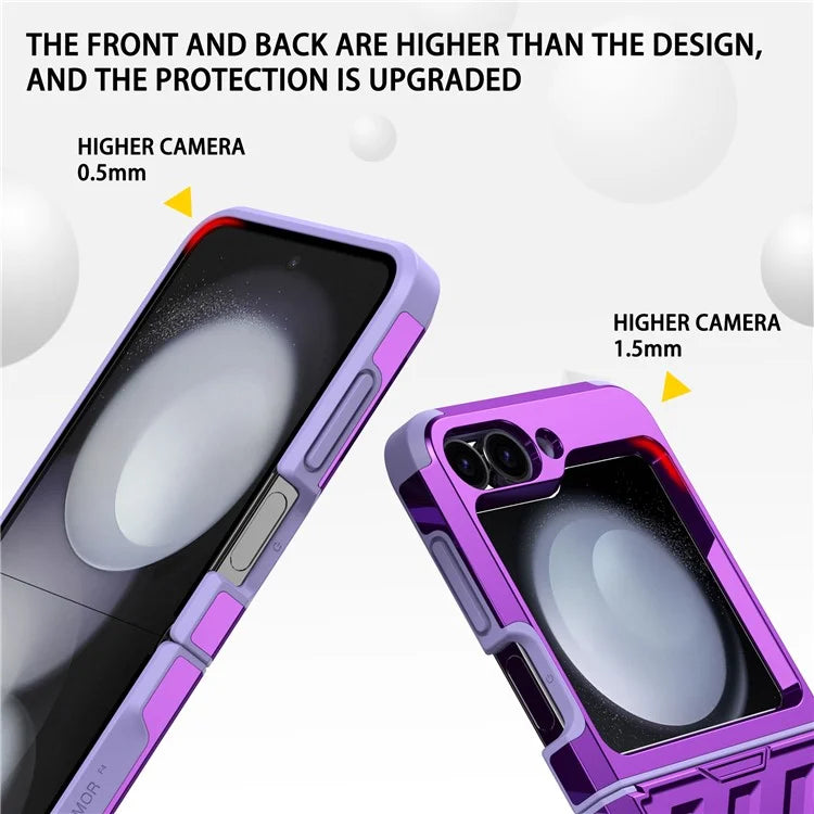 For Samsung Galaxy Z Flip6 5G Case Electroplating TPU+PC Hinge Phone Armor Cover