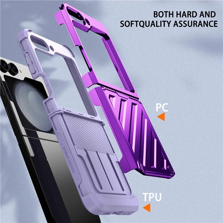 For Samsung Galaxy Z Flip6 5G Case Electroplating TPU+PC Hinge Phone Armor Cover