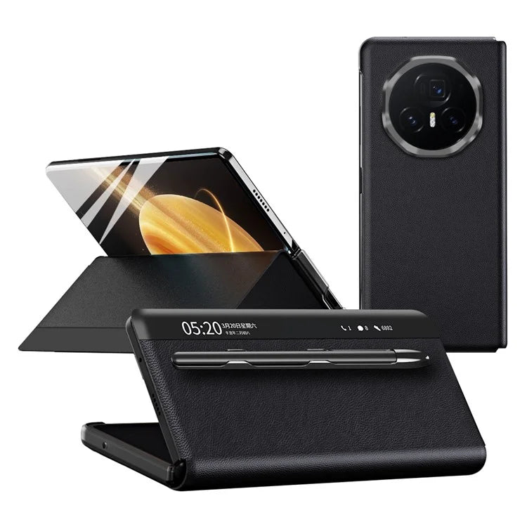 For Honor Magic V3 5G Case View Window PU Leather Phone Cover with Stylus