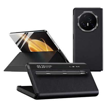 For Honor Magic V3 5G Case View Window PU Leather Phone Cover with Stylus