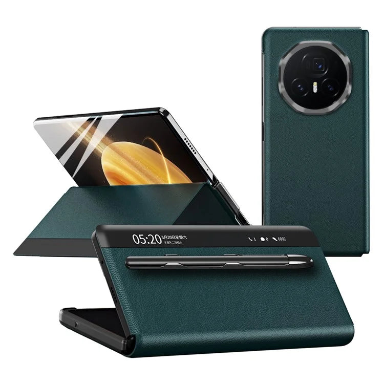 For Honor Magic V3 5G Case View Window PU Leather Phone Cover with Stylus