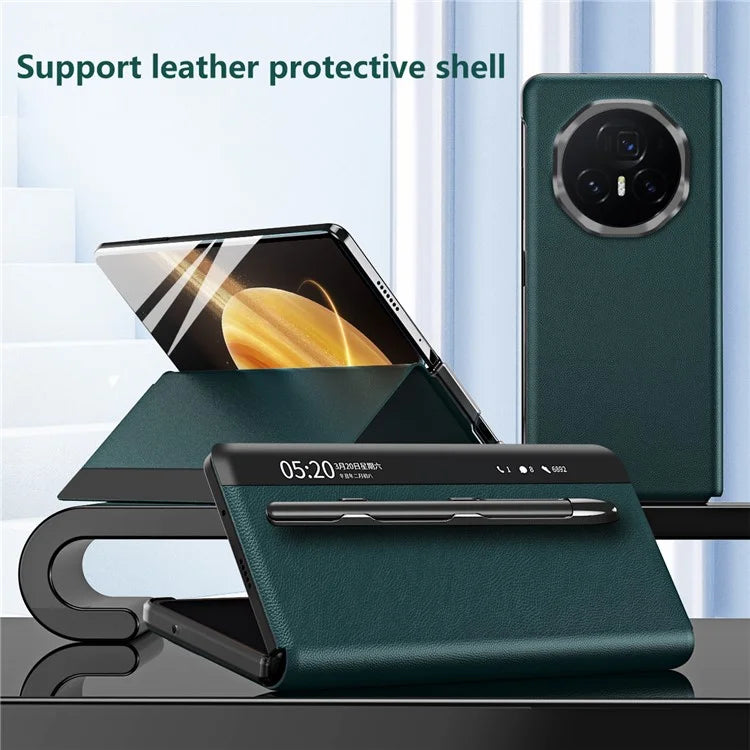 For Honor Magic V3 5G Case View Window PU Leather Phone Cover with Stylus