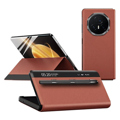 For Honor Magic V3 5G Case View Window PU Leather Phone Cover with Stylus