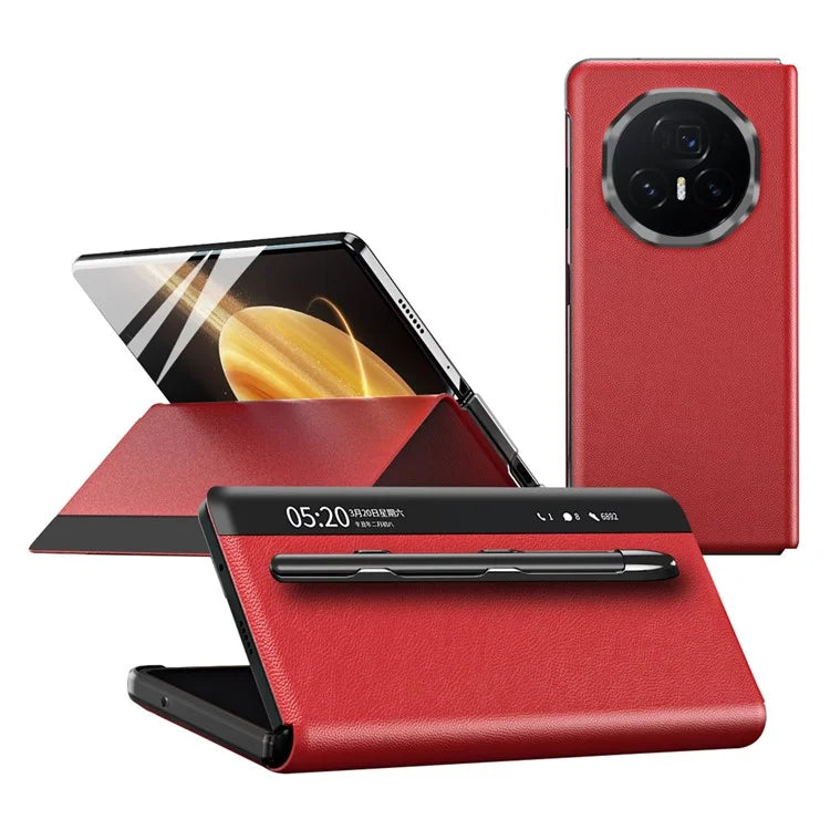 For Honor Magic V3 5G Case View Window PU Leather Phone Cover with Stylus