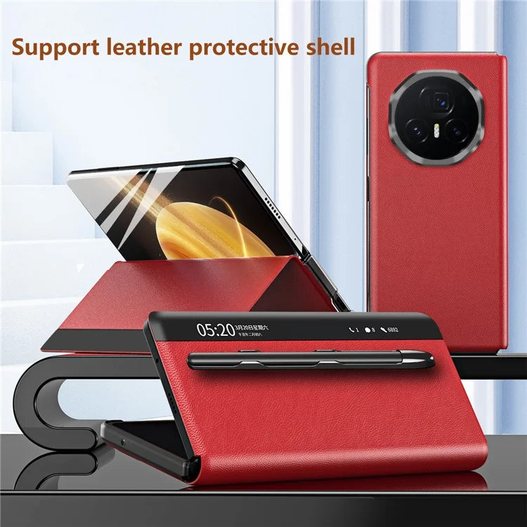 For Honor Magic V3 5G Case View Window PU Leather Phone Cover with Stylus
