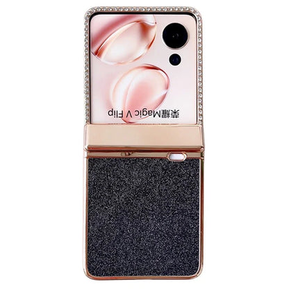 For Honor Magic V Flip 5G Case Hinge Protection Rhinestone Glitter PC Phone Cover