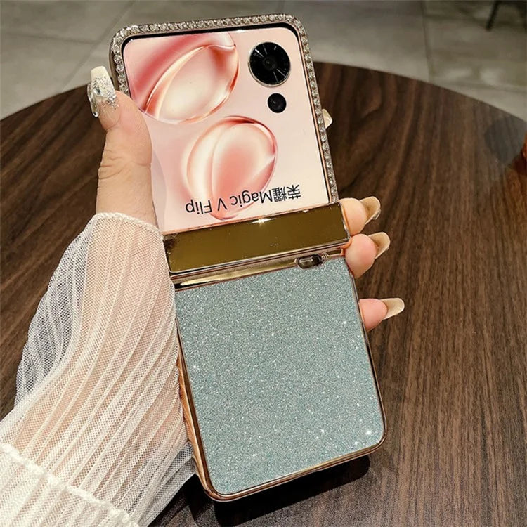 For Honor Magic V Flip 5G Case Hinge Protection Rhinestone Glitter PC Phone Cover