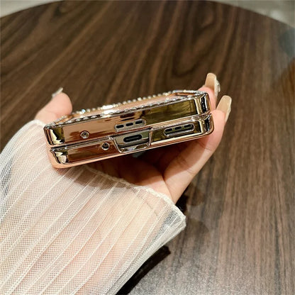 For Honor Magic V Flip 5G Case Hinge Protection Rhinestone Glitter PC Phone Cover